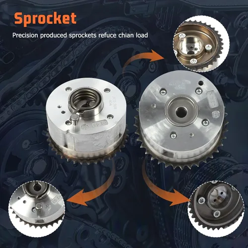 Miniatura 6 de Kit de cadena de distribución con 2 piezas de admisión y escape, piñón de engranaje VVT, compatible con piezas de repuesto de motor Kia Rio Forte5
