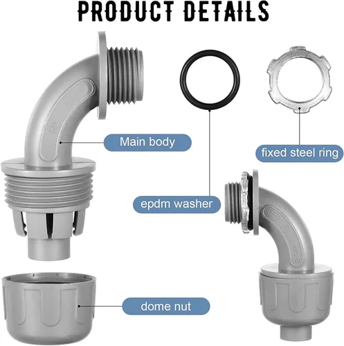 Miniatura 3 de Conector hermético para líquidos, conector de conducto eléctrico flexible no metálico, accesorios de conducto eléctrico de PVC de 90 grados