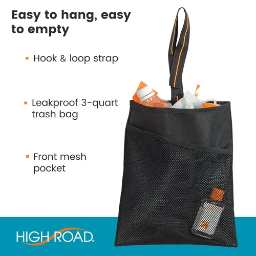 Miniatura 3 de HIGH ROAD - Bolsa de basura para automóvil con forro a prueba de fugas y bolsillo de almacenamiento Negro