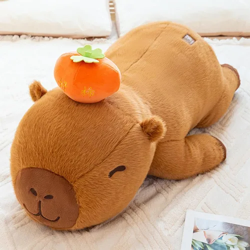 Miniatura 5 de PEACH CAT Caqui Capibara Peluche de 23.6 pulgadas de largo Animal de Peluche Capibara Lindos Juguetes de Peluche Regalos para Niños Marrón