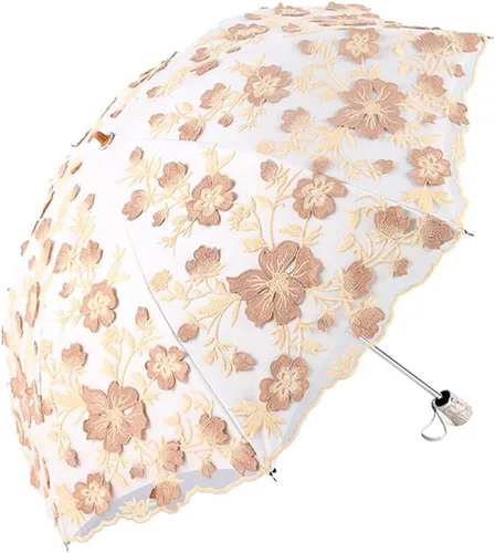 Miniatura 185 de Honeystore Sombrilla bordada con flor 3D plegable UV con encaje clásico