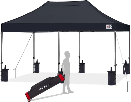 Miniatura 50 de Abccanopy - Carpa de toldo para tienda de campaña comercial instantánea con bolsa de transporte con ruedas, 4 bolsas de arena, Blanco