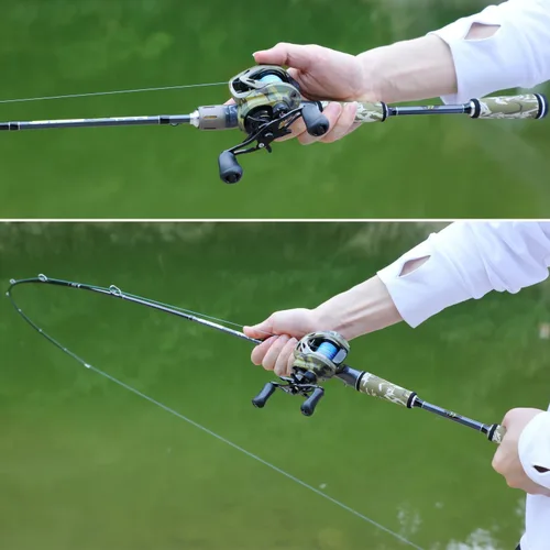 Miniatura 9 de Sougayilang Baitcaster Combo, Cañas de Pescar de Casting de Grafito de 2 Piezas 30Ton+24Ton, Mango SuperPolymer, Portacebo Estilo "S" con Carrete