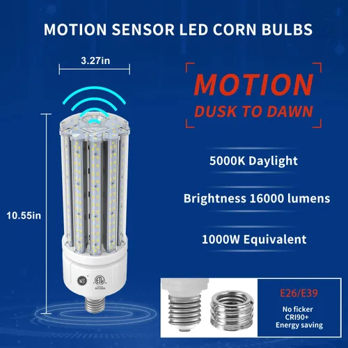Miniatura 2 de NS Bombilla LED inteligente de 100 W con sensor de movimiento y atardecer a amanecer (16,000 lm 5000 K CRI 90 sin parpadeo) - Base E26/E39