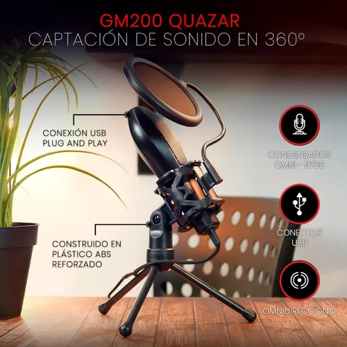 Miniatura 2 de Redragon GM200 Quasar Omnidireccional Micrófono de Mesa RED-GM200-1