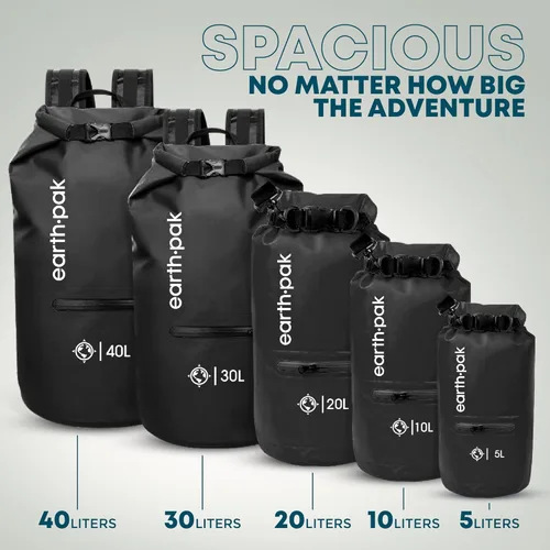 Miniatura 2 de Earth Pak Bolsa seca impermeable con bolsillo con cremallera, mochila impermeable para mantener el equipo seco Azul