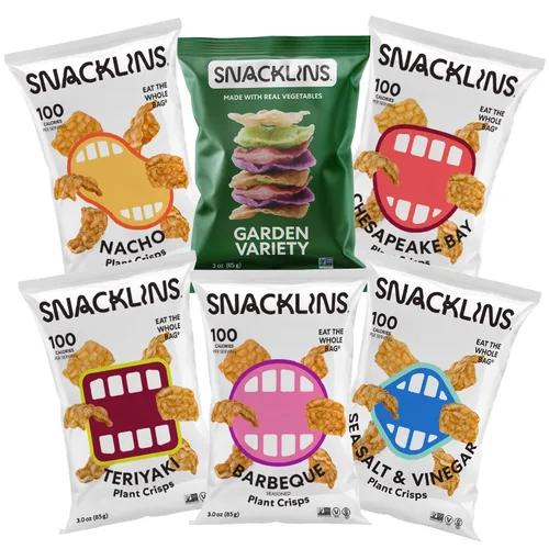 SNACKLINS Patatas fritas a base de plantas | Snacks saludables veganos | Sin gluten, sin granos, sin azúcar, sin calorías, 100% Kosher para Pascua,