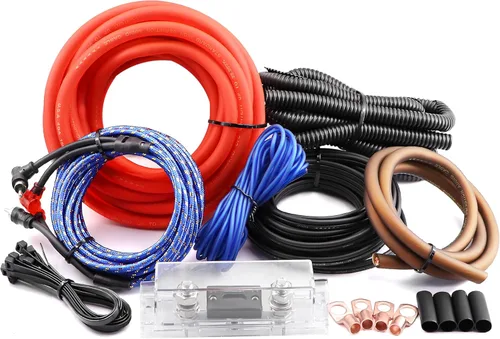 Miniatura 10 de Kit de cableado OFC AMP de calibre 0, kit de instalación de cable de subwoofer de coche de 3000 vatios para amplificador de potencia, radio