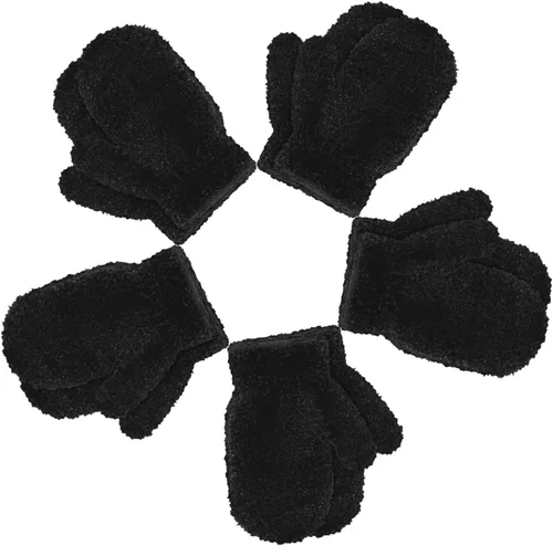 Boao 5 pares de guantes de punto elásticos para niños y niñas, guantes cálidos de invierno para niños y niñas