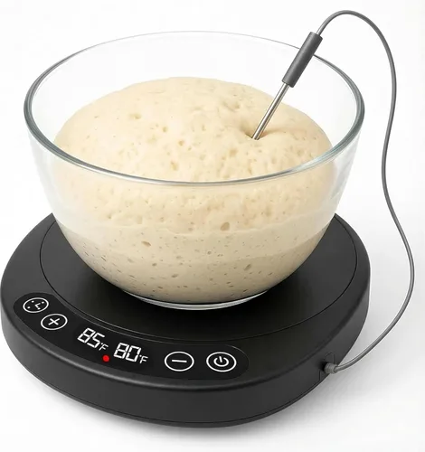 Pro 2026 - Envase más grande para masa madre y calentador de masa, mejorado con sonda de masa en tiempo real, pantalla de temperatura dual, control