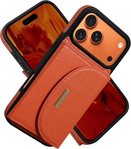 Miniatura 52 de Funda tipo cartera para iPhone 15 Pro de 6.1'', funda plegable con ranuras para tarjetas, soporte con anillo y atril, cubierta protectora tipo folio