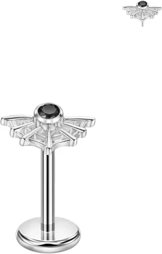 Aretes de labret de telaraña con circonita sin rosca, aretes de pasador de acero quirúrgico 316L, joyería de Halloween de 0.71 oz a 0.56 oz