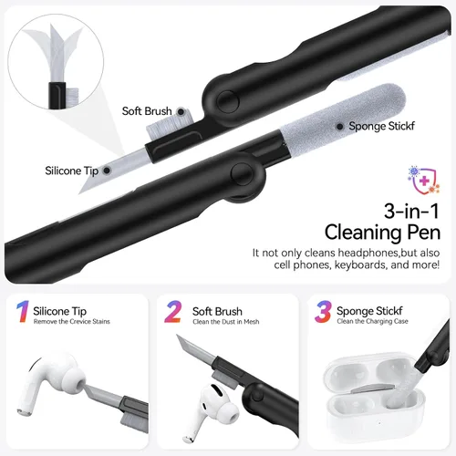 Miniatura 7 de Funda para AirPods Pro 2 (2023/2022/2019) con soporte para teléfono, (con interruptor a presión automático), diseño de fibra de carbono, cubierta