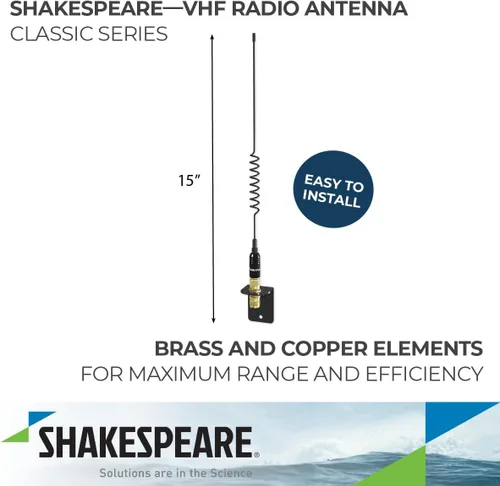 Miniatura 2 de Shakespeare 5216 Antena VHF clásica, negra, 15 pulgadas