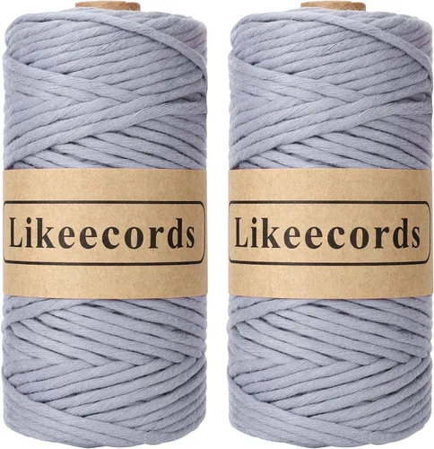 Miniatura 30 de Likeecords - Cuerda de macramé de 4 mm de un solo hilo, 80 m de cuerda de macramé colorida, cuerda de algodón para macramé, cuerda de algodón