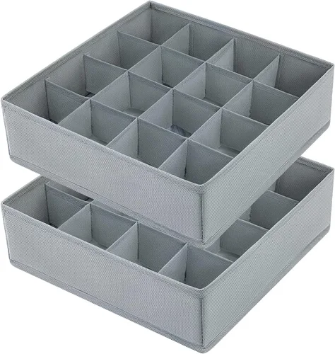 Miniatura 34 de Joyoldelf Organizador de cajones para calcetines, organizador de ropa interior, organizador de 16 celdas de tela, cajas de almacenamiento para Gris