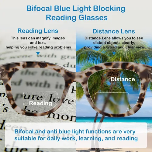 Miniatura 3 de ZUVGEES Paquete de 4 lentes de lectura bifocales retro de gran tamaño para hombres y mujeres, bloqueo de luz azul, lectores de computadora