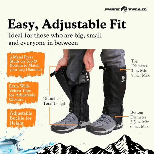 Miniatura 3 de Polainas ajustables para piernas Pike Trail - Polainas ligeras e impermeables para hombres y mujeres - Esenciales para senderismo ideales para caza