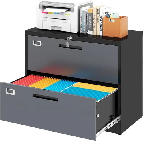 Miniatura 18 de Archivador de 2 cajones con cerradura, archivador vertical móvil para colgar carpetas tamaño A4/carta/legal, debajo del escritorio, pequeños