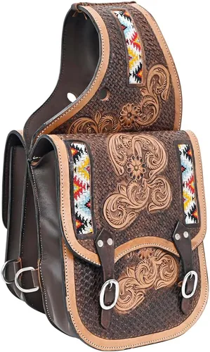 Miniatura 10 de HILASON Western Horse - Bolsa de sillín de cuero resistente y tradicional Bolsa de sillín Bolsa de sillín de caballo Bolsa de sillín