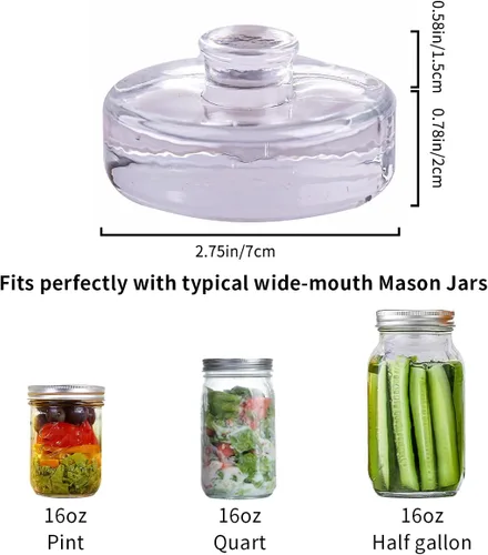 Miniatura 2 de Eleganttime Paquete de 9 Pesos de Fermentación de Vidrio con Mango de Agarre Fácil, Kit de Pesos Pesados de Fermentación para Frascos Mason de Boca