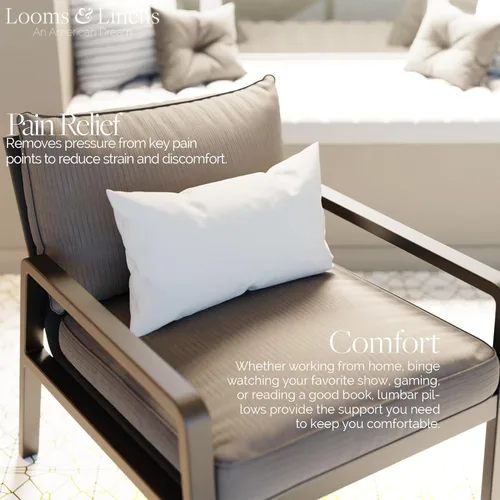 Miniatura 6 de Looms and Linens - Juego de 4 almohadas lumbares de 12 x 16 pulgadas con relleno alternativo de plumón, almohada hecha en Estados Unidos