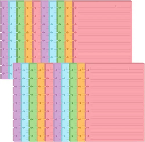 Miniatura 8 de Insertos preperforados de 5 líneas de color para Happy Planners con 9 discos, papel suelto de tamaño clásico con 100 hojas/200 páginas, 20 hojas por