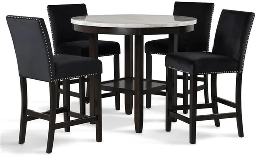 Miniatura 12 de New Classic Furniture Celeste - Juego de encimera redonda de mármol sintético de 5 piezas con 1 mesa y 4 sillas, 42 pulgadas, color azul
