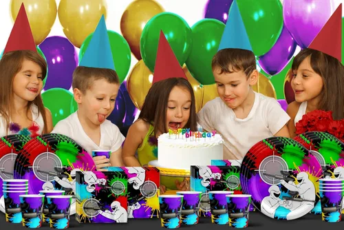 Miniatura 7 de Paintball - Juego de suministros para fiesta de cumpleaños, platos, servilletas, tazas, vajilla para 16