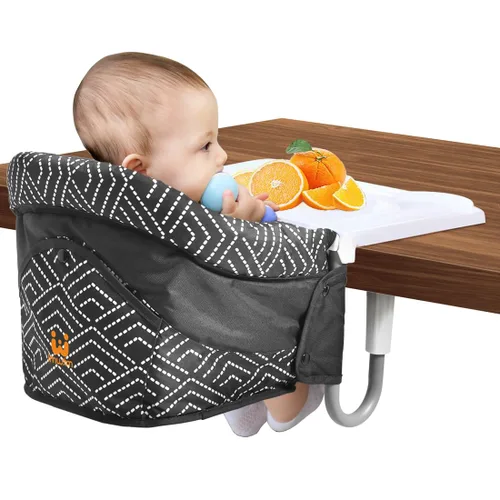 Miniatura 9 de MTWML Silla alta de gancho con bandeja, silla alta portátil para bebé que se fija a la mesa, silla alta de mesa rápida con clip para bebés y niños