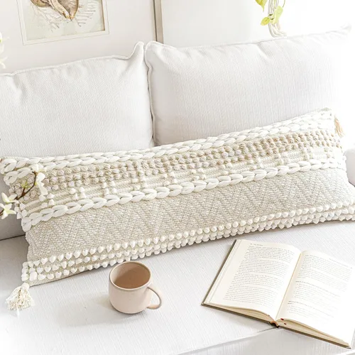 Miniatura 11 de BlissBlush Fundas de Almohada Decorativas Boho Beige Marrón 18X18, Funda de Almohada de Acento Bohemio, Funda de Almohada con Textura