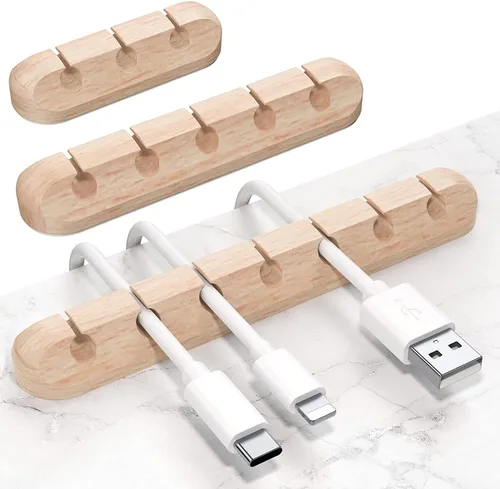 Miniatura 8 de SOULWIT Clips de soporte para cables, paquete de 3 clips organizadores de cables de silicona autoadhesivos para escritorio, cable de carga USB