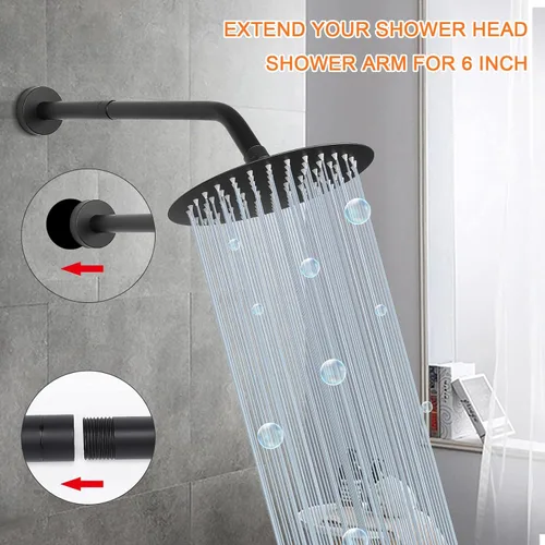 Miniatura 4 de Brazo extensor de cabezal de ducha HarJue, salida de agua de extensión de ducha - Baja el tubo de ducha existente, extensión de tubo de ducha
