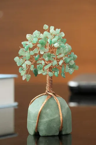 Miniatura 9 de Árbol de cristal de aventurina verde con base de piedra de aventurina verde, decoración de árbol de la vida para dormitorio, regalos de cumpleaños
