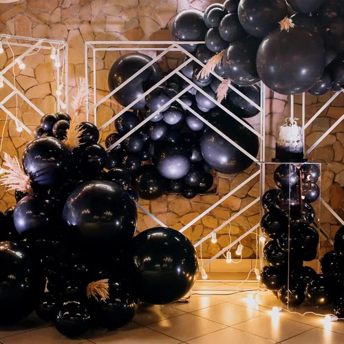 Miniatura 6 de RUBFAC 154 globos negros de diferentes tamaños de 18, 12, 10, 5 pulgadas para kit de arco de guirnalda, globo de látex para fiesta de graduación