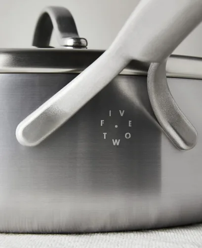 Miniatura 2 de GreenPan X Food 52 Five-Two Essentials, sartén de acero inoxidable de tres capas de 4 cuartos con tapa, sin PFAS, revestimiento múltiple, inducción