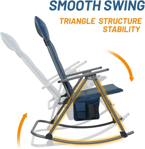 Miniatura 5 de TIMBER RIDGE Silla de columpio plegable extra grande para acampar, silla de columpio acolchada para exteriores con respaldo alto, silla portátil