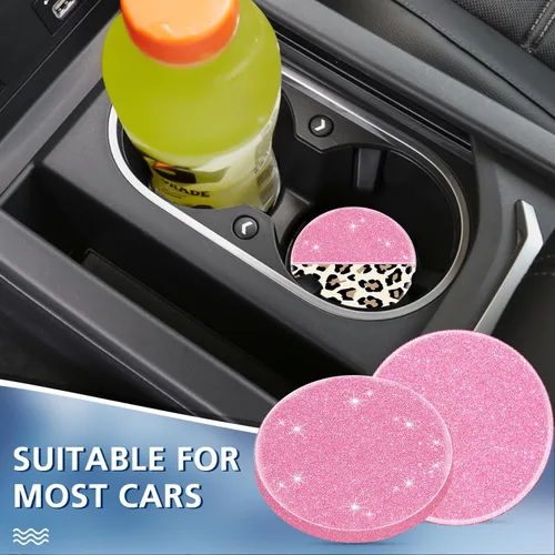 Miniatura 6 de Jupswan Portavasos para automóvil, paquete de 2 unidades, lindo acrílico nuevo, accesorios para decoración de interiores para mujeres