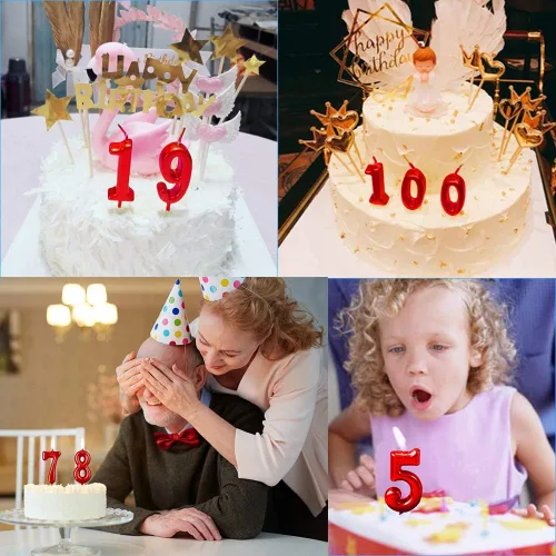 Miniatura 5 de Velas de Cumpleaños Rojas 3 Velas 3er Tres Años Pastel Número Romano Enfriador Número Vela No 30 31 32 33 34 35 36 37 38 39