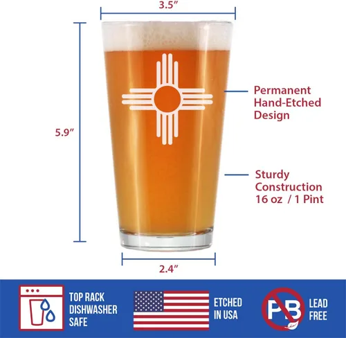Miniatura 4 de Vaso de pinta con la bandera de Nuevo México para cerveza, decoración con temática del estado y regalos para mujeres y hombres nuevos mexicanos