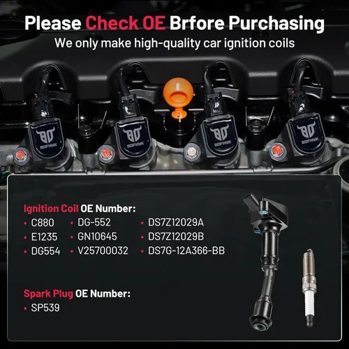 Miniatura 5 de BDFHYK Paquete de bobinas de encendido UF-735 y bujías de iridio SP539 compatibles con Fusion 1.5L L4 2014-2020 Escape 1.5L L4 2017-2019 DS7Z12029A