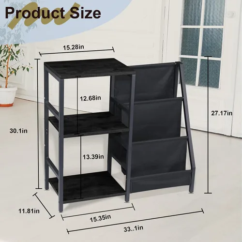 Miniatura 2 de Soporte para tocadiscos, soporte para tocadiscos con almacenamiento de discos de vinilo, soportes para tocadiscos, mesa auxiliar marrón para sala