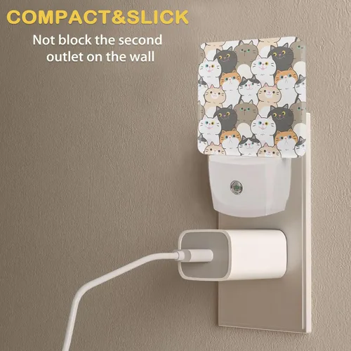 Miniatura 3 de Linda luz nocturna de gatos con sensores de luz del atardecer al amanecer, luces nocturnas LED de pared enchufables, lámpara de eficiencia