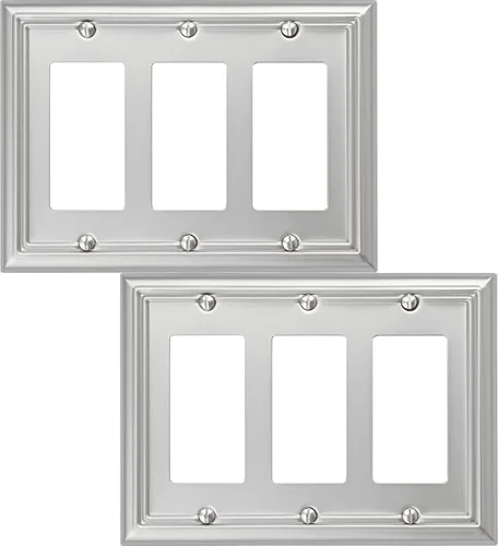 Miniatura 23 de OKAWYC Adler - Placa de pared metálica para interruptor de luz de palanca individual, paquete de 4 unidades de níquel cepillado de 1 banda, cubierta