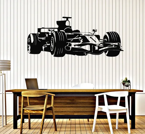 Miniatura 5 de Vinilo adhesivo de pared Fórmula 1 coche de carreras decoración garaje pegatinas habitación niños (118ig) negro