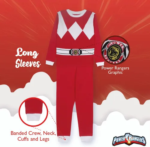 Miniatura 4 de Power Rangers Conjunto de pijama de algodón ajustado de 2 piezas para niño
