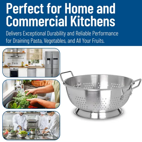 Miniatura 7 de Carlisle FoodService Colador para cocina, 60279, colador de aluminio de peso estándar de 11 cuartos de galón con asas remachadas, esenciales