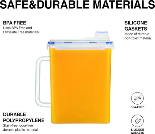 Miniatura 10 de LocknLock Aqua - Jarra de agua para puerta de refrigerador con asa, jarra de plástico sin BPA con tapa superior de rosca, perfecta para hacer tés