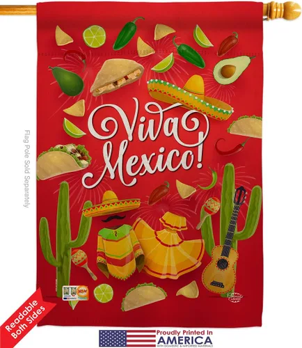 Miniatura 2 de Viva México - Kit de banderas de jardín para casa de jardín, fiesta de verano, cactus y piñata, sombrero mexicano, fiesta mexicana, pequeño regalo