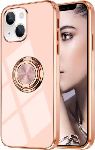 Miniatura 44 de Compatible con iPhone 11 Kickstand, anillo de rotación de 360 grados integrado con borde de oro rosa brillante que funciona con soporte magnético
